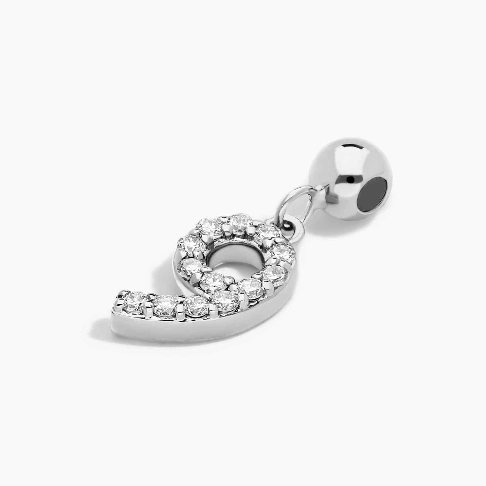 Number 9 Lab-Grown Diamond Charm In 14K White Gold