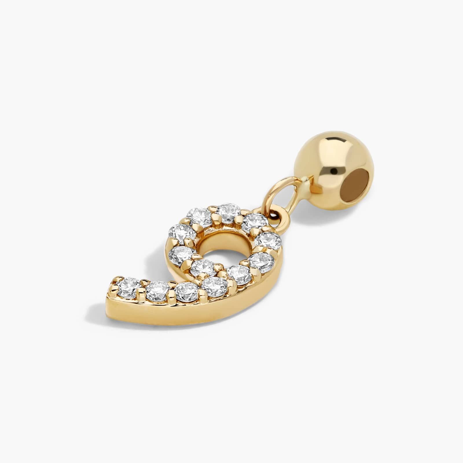 Number 9 Lab-Grown Diamond Charm In 14K Yellow Gold