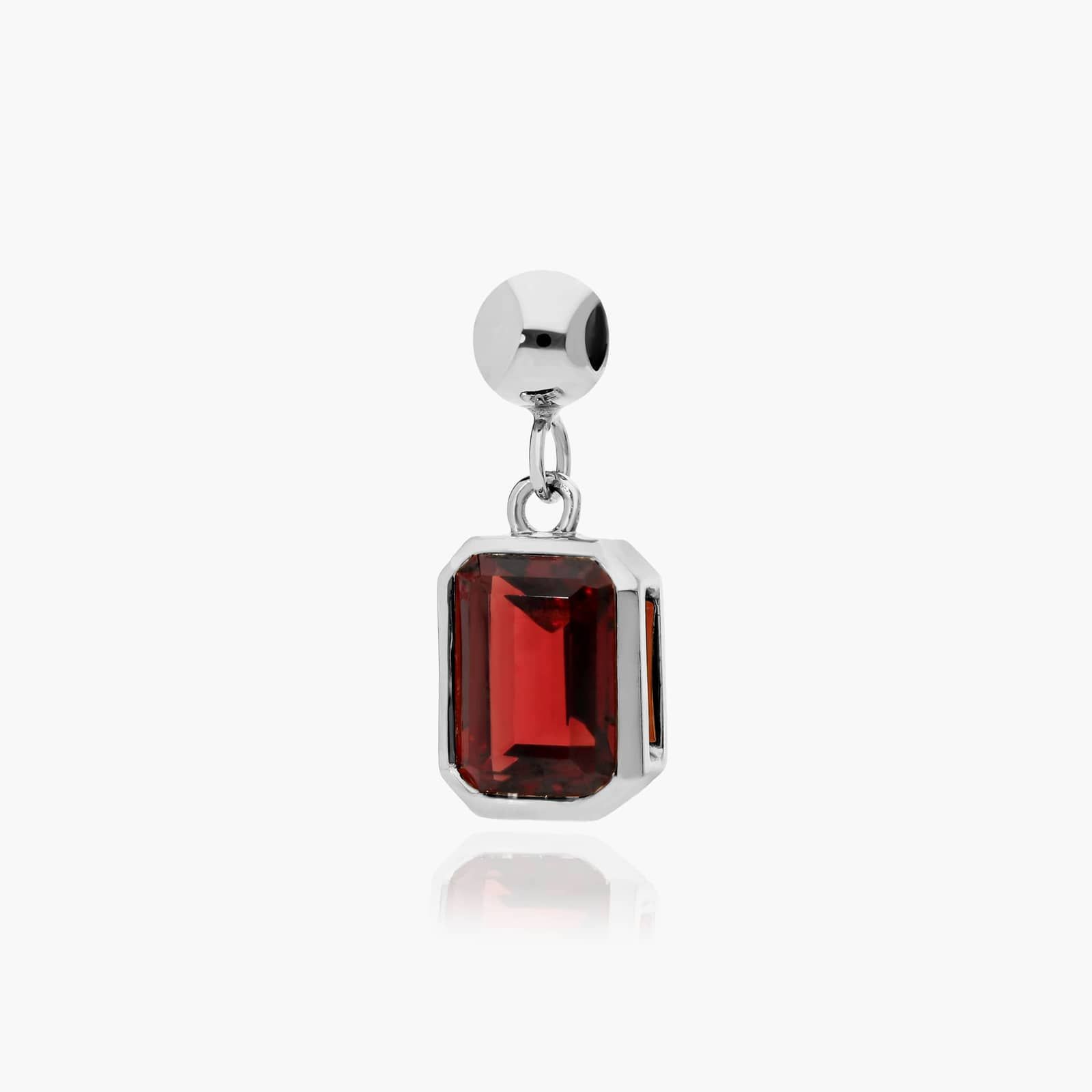 14K White Gold Emerald Cut Bezel Garnet Birthstone Charm