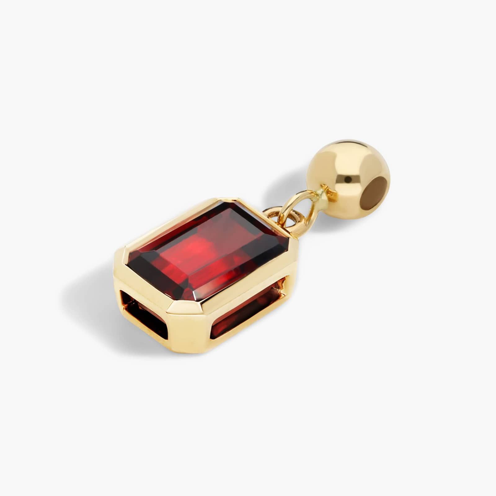 14K Yellow Gold Emerald Cut Bezel Set Garnet Birthstone Charm