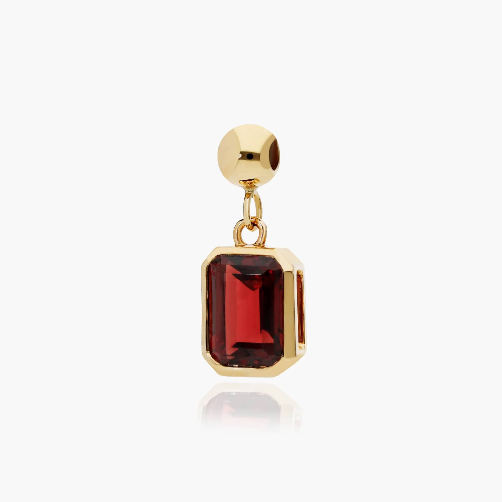 14K Yellow Gold Emerald Cut Bezel Set Garnet Birthstone Charm