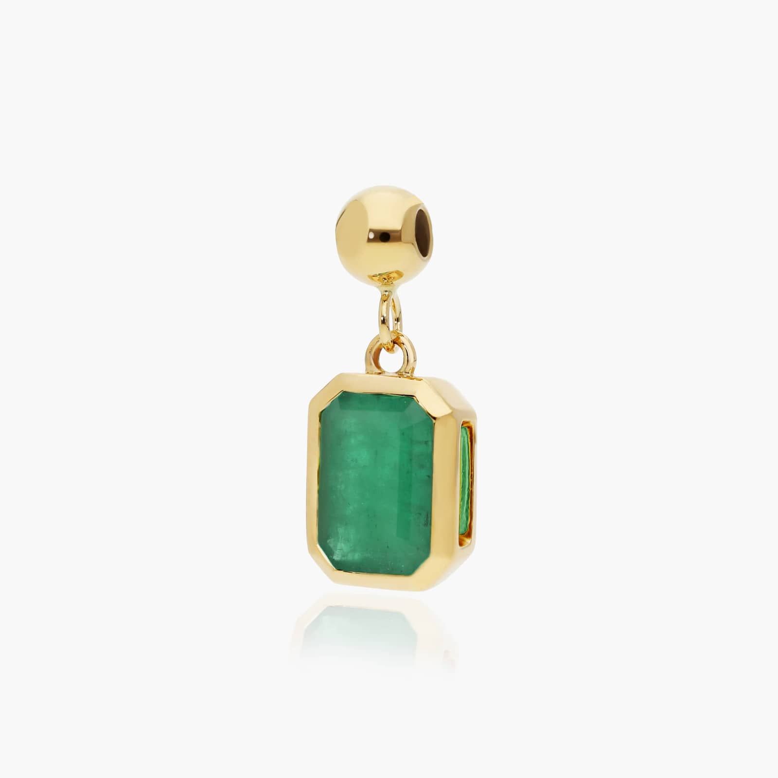 14K Yellow Gold Emerald Cut Bezel Set Emerald Birthstone Charm