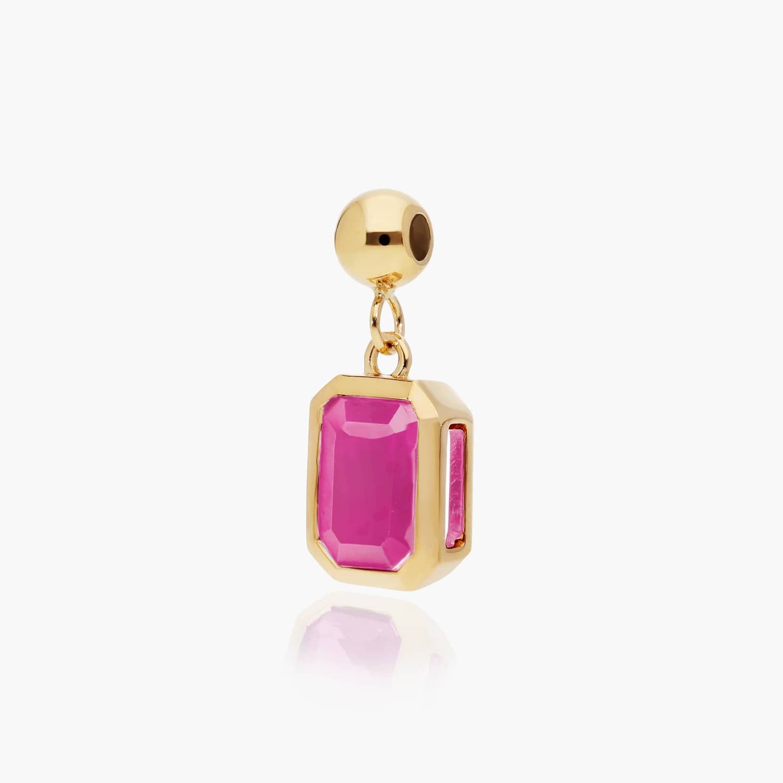 14K Yellow Gold Emerald Cut Bezel Set Ruby Birthstone Charm