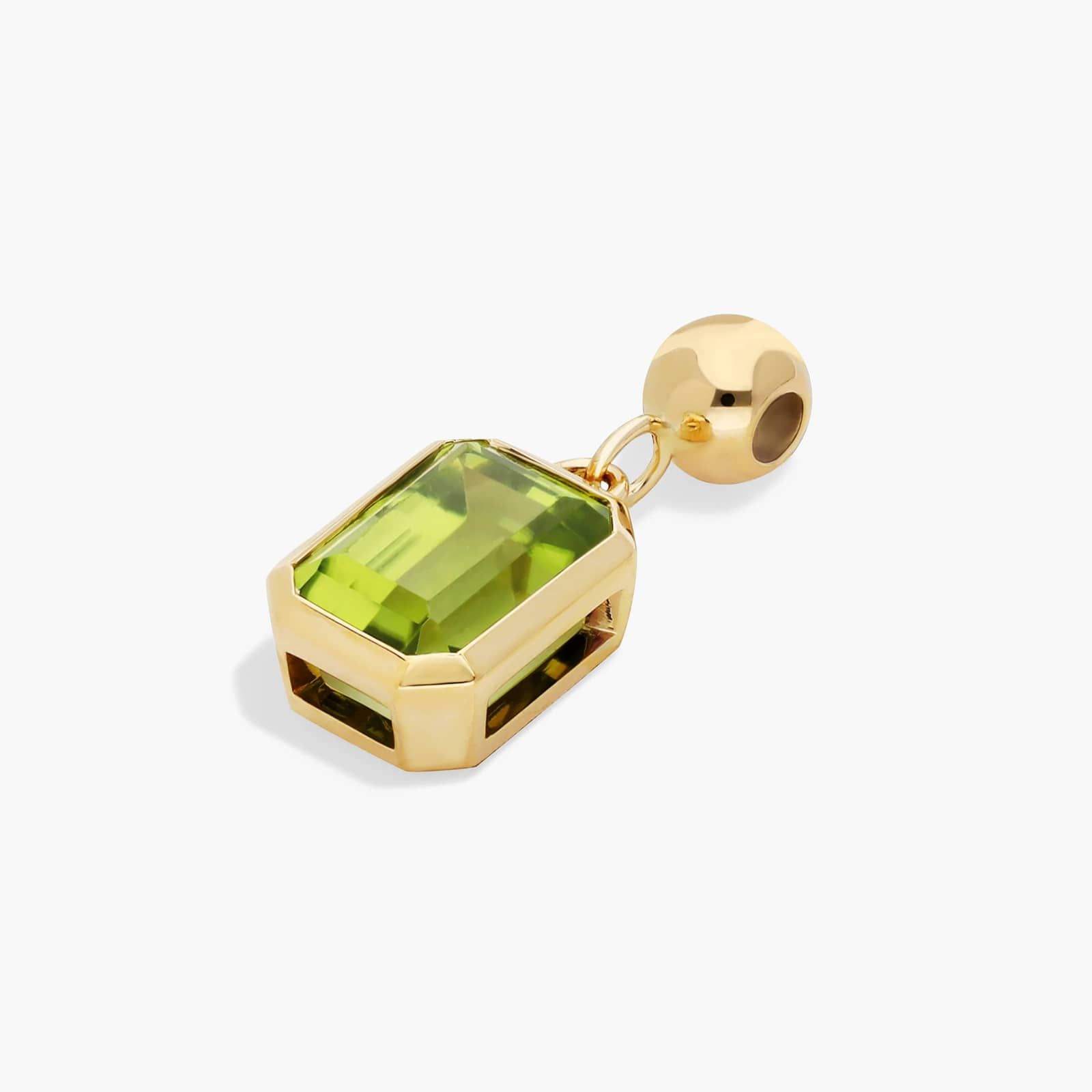 14K Yellow Gold Emerald Cut Bezel Set Peridot Birthstone Charm
