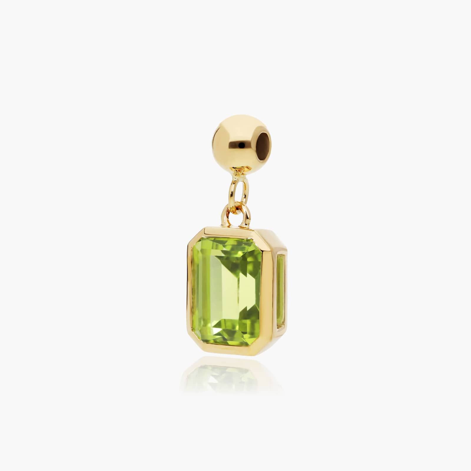 14K Yellow Gold Emerald Cut Bezel Set Peridot Birthstone Charm