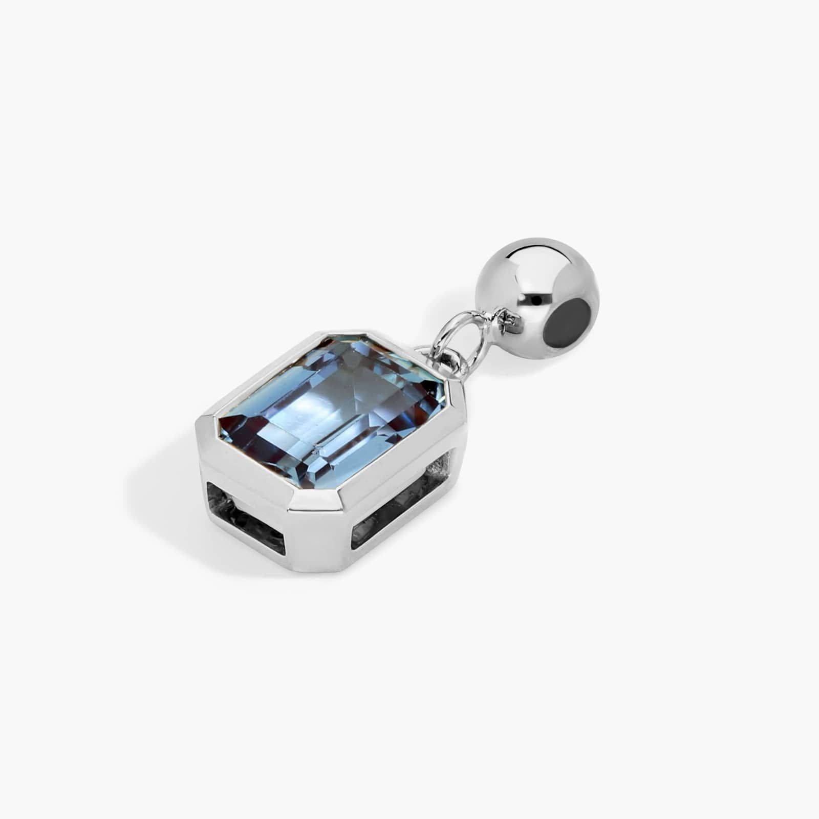 14K White Gold Emerald Cut Bezel Lab Grown Alexandrite Birthstone Charm