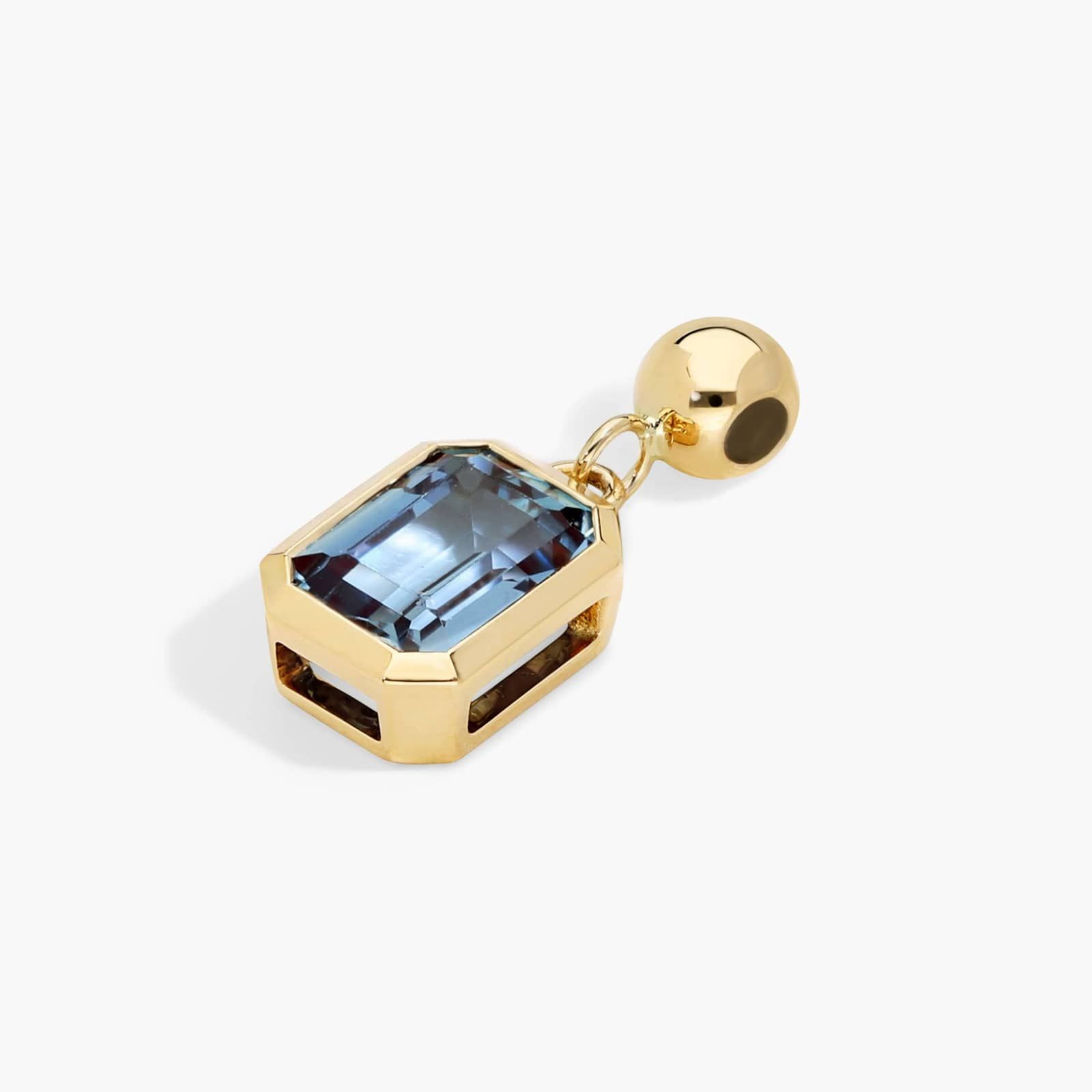 14K Yellow Gold Emerald Cut Bezel Set Lab Grown Alexandrite Birthstone Charm