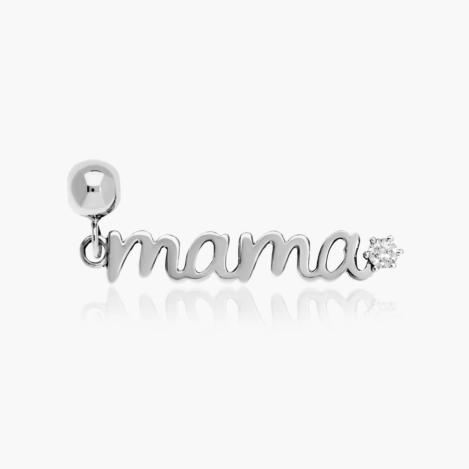 Lab-Grown Diamond Script Mama Charm In 14K White Gold