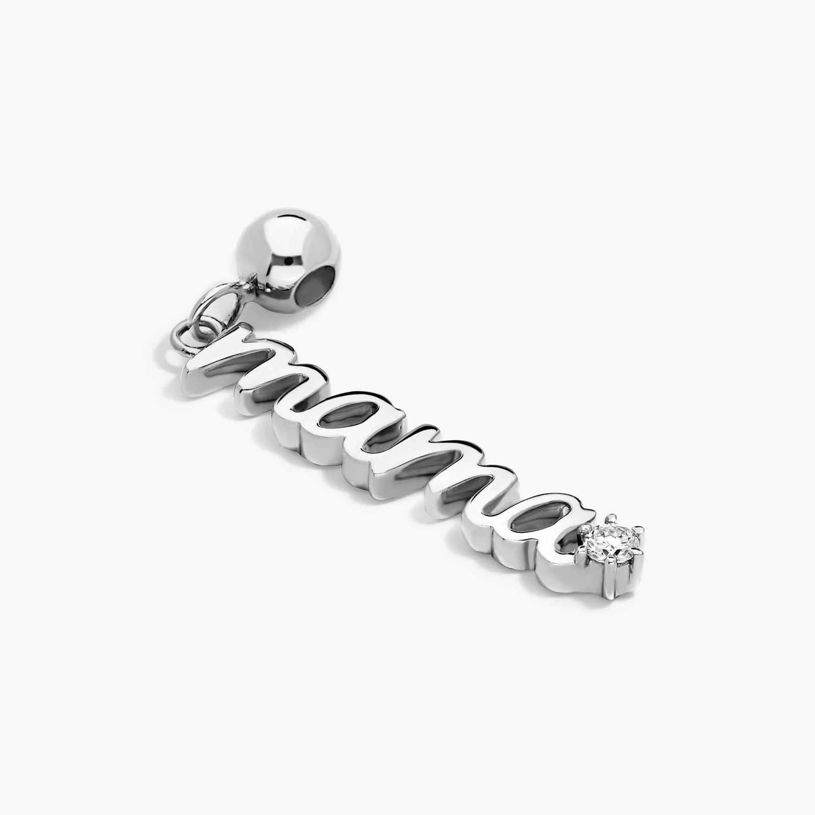 Lab-Grown Diamond Script Mama Charm In 14K White Gold