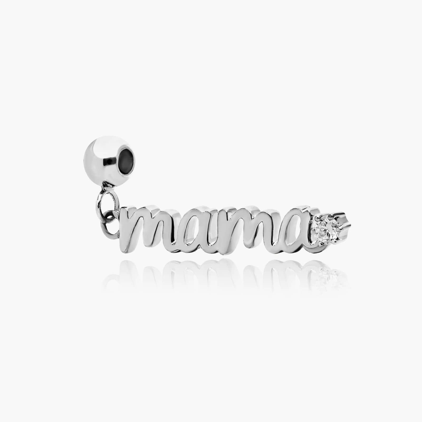 Lab-Grown Diamond Script Mama Charm In 14K White Gold