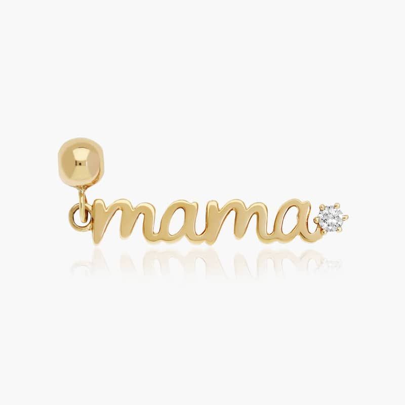 Lab-Grown Diamond Script Mama Charm In 14K Yellow Gold
