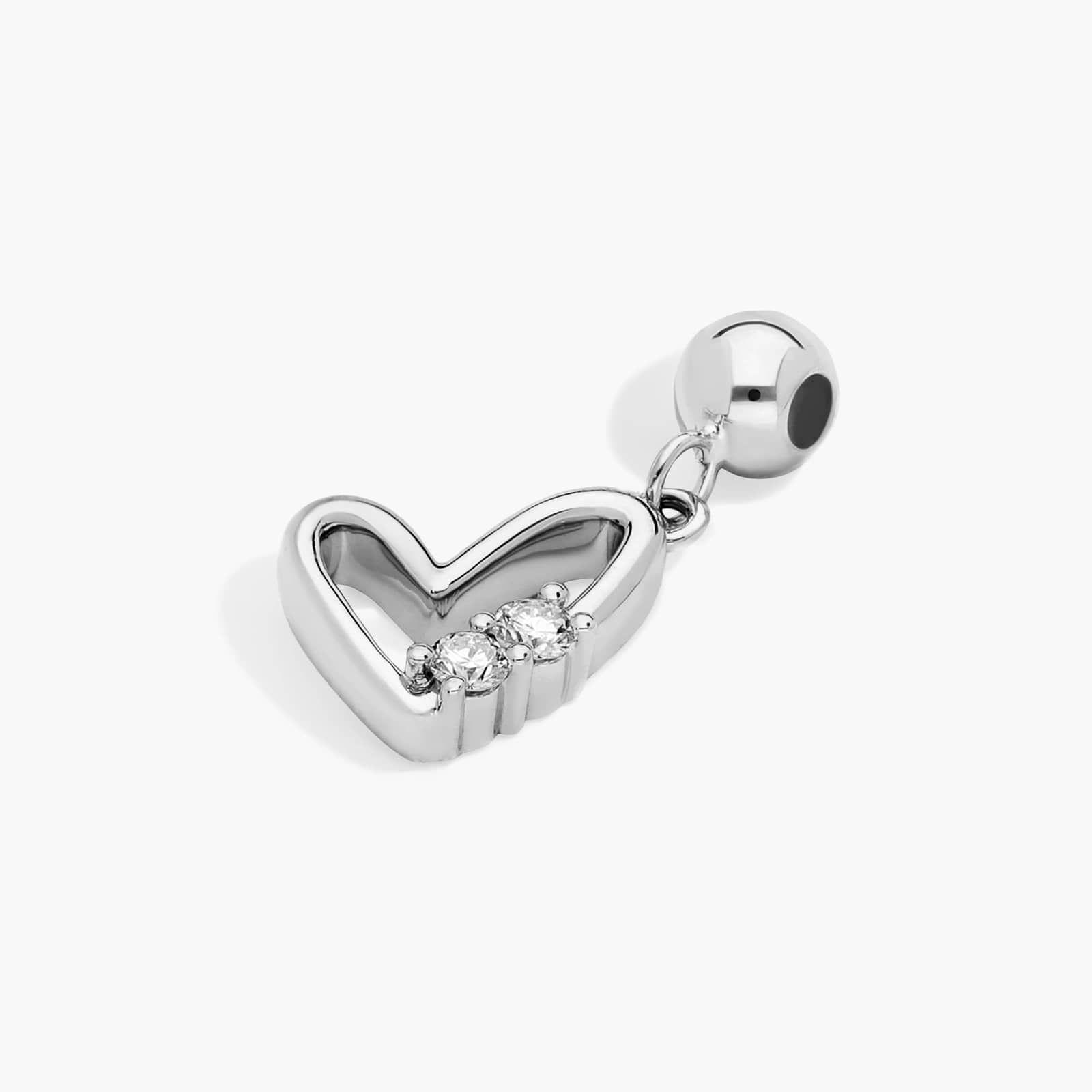 Heart Lab-Grown Diamond Charm In 14K White Gold