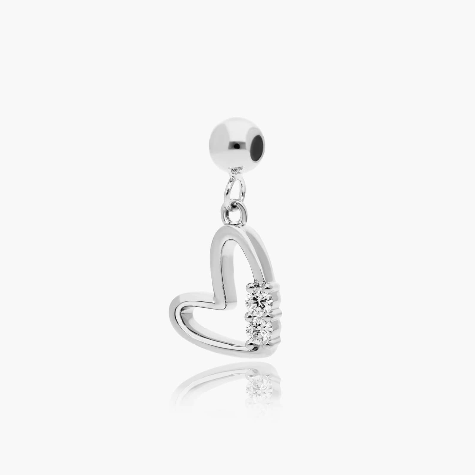 Heart Lab-Grown Diamond Charm In 14K White Gold