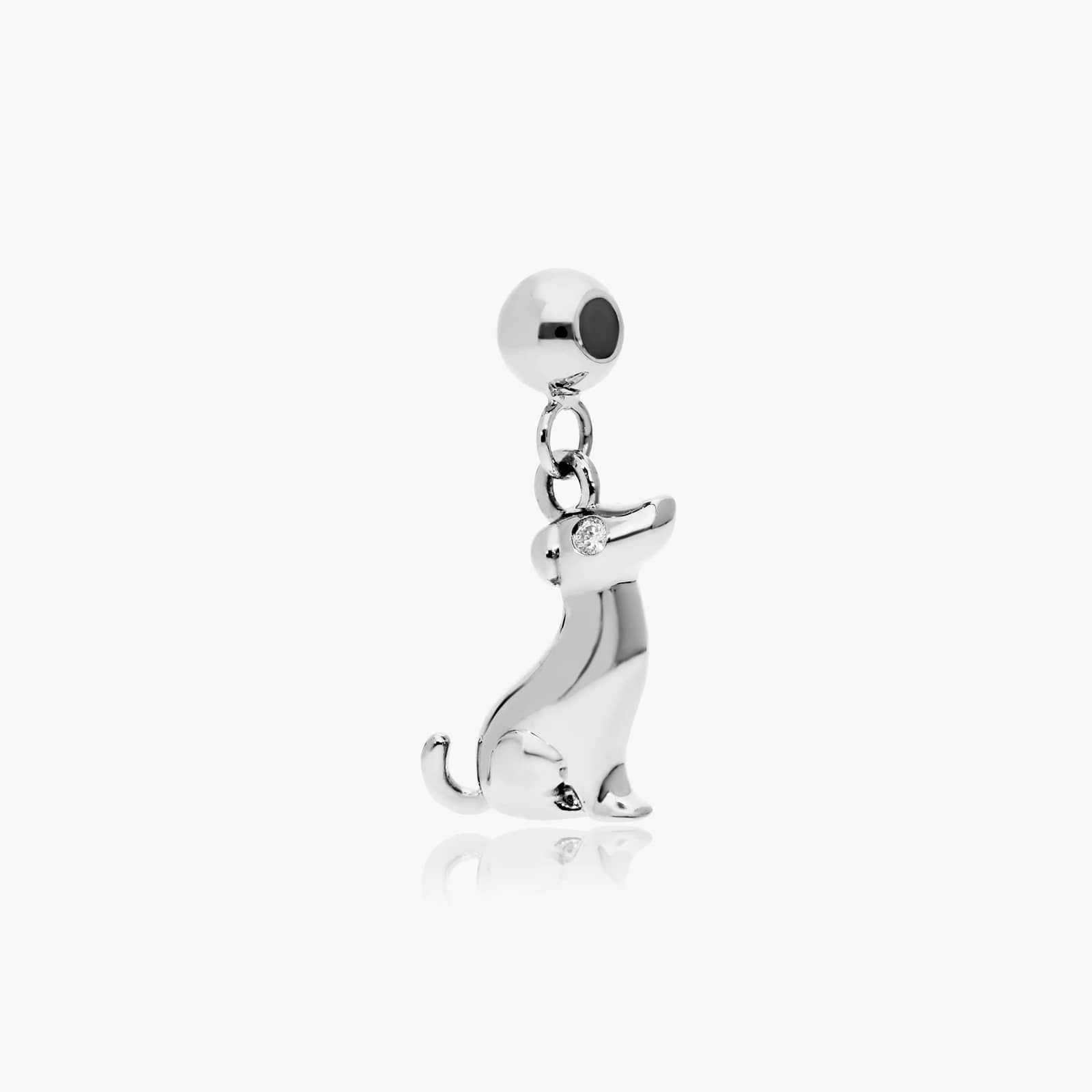 Dog Lab-Grown Diamond Charm In 14K White Gold