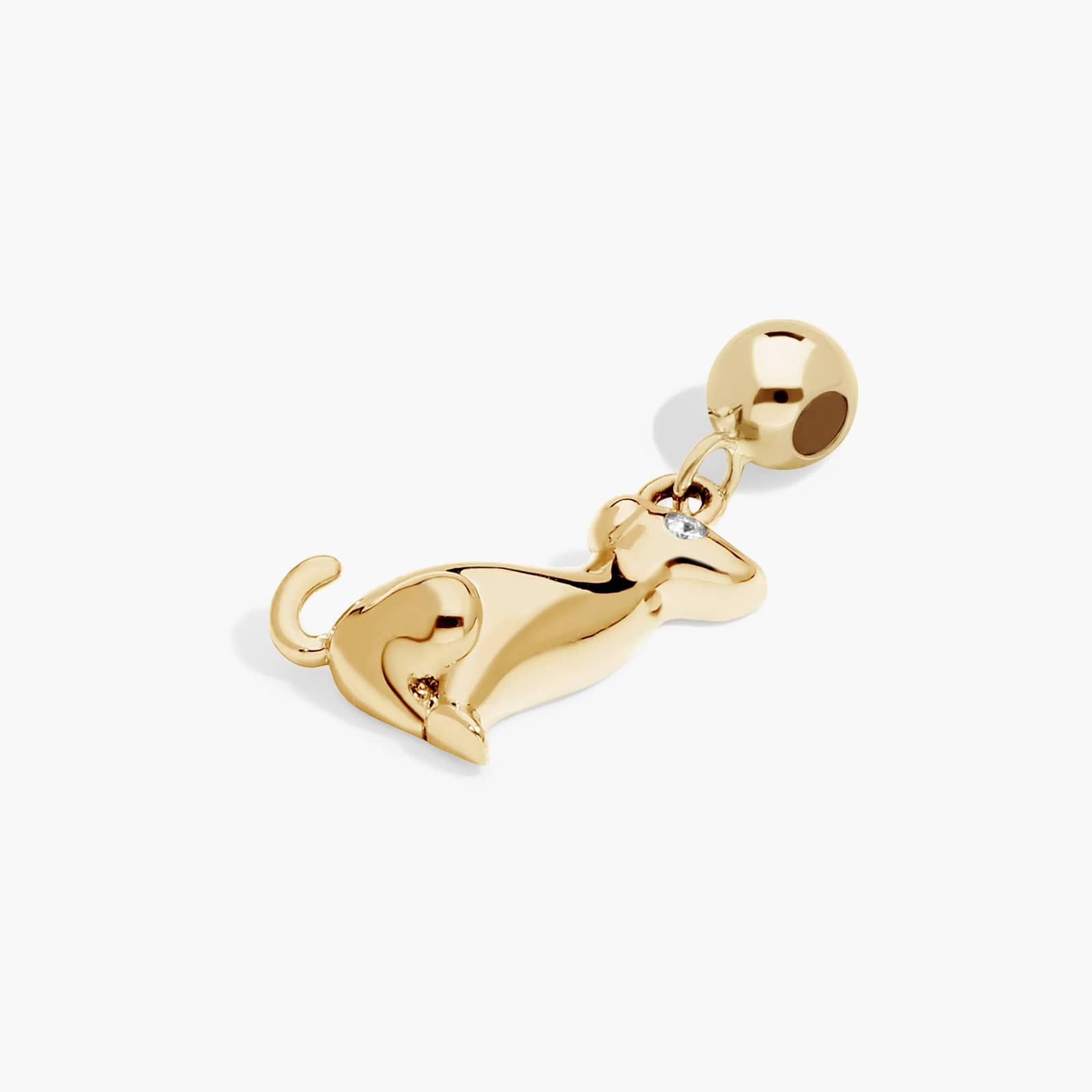 Dog Lab-Grown Diamond Charm In 14K Yellow Gold