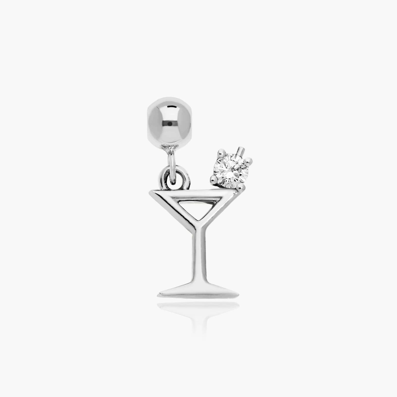 Martini Lab-Grown Diamond Charm In 14K White Gold