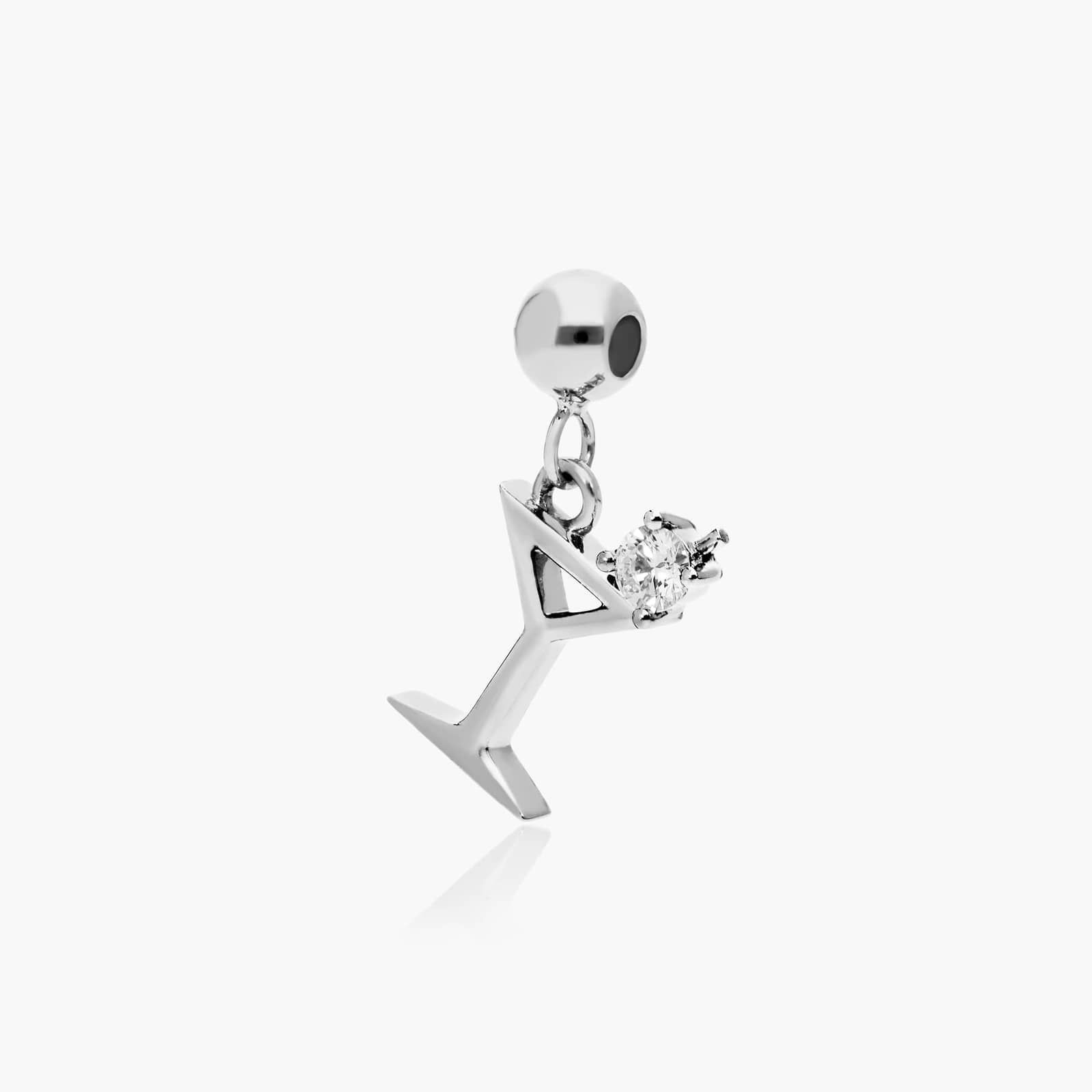 Martini Lab-Grown Diamond Charm In 14K White Gold