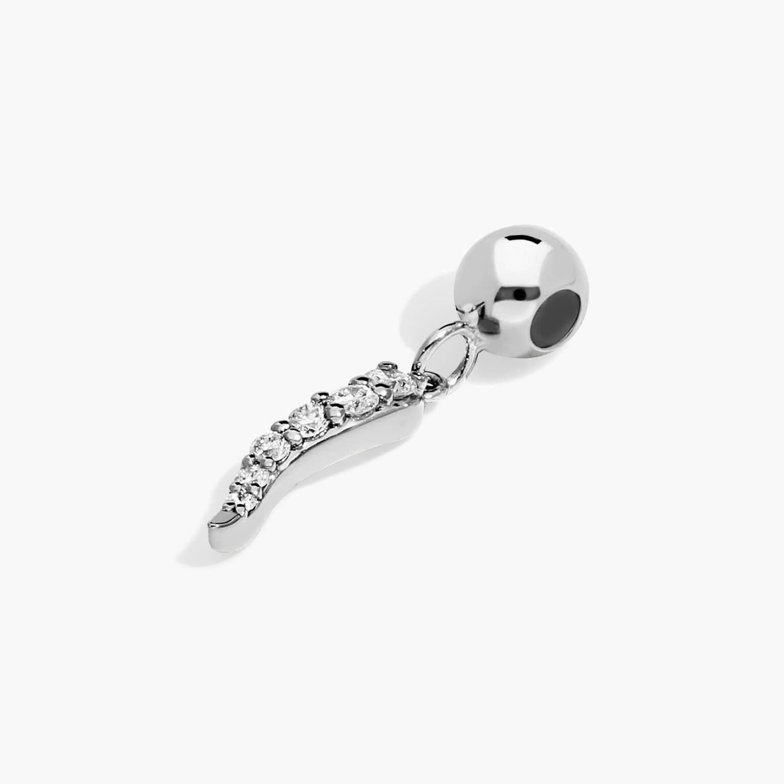 Cornicello Lab-Grown Diamond Charm In 14K White Gold