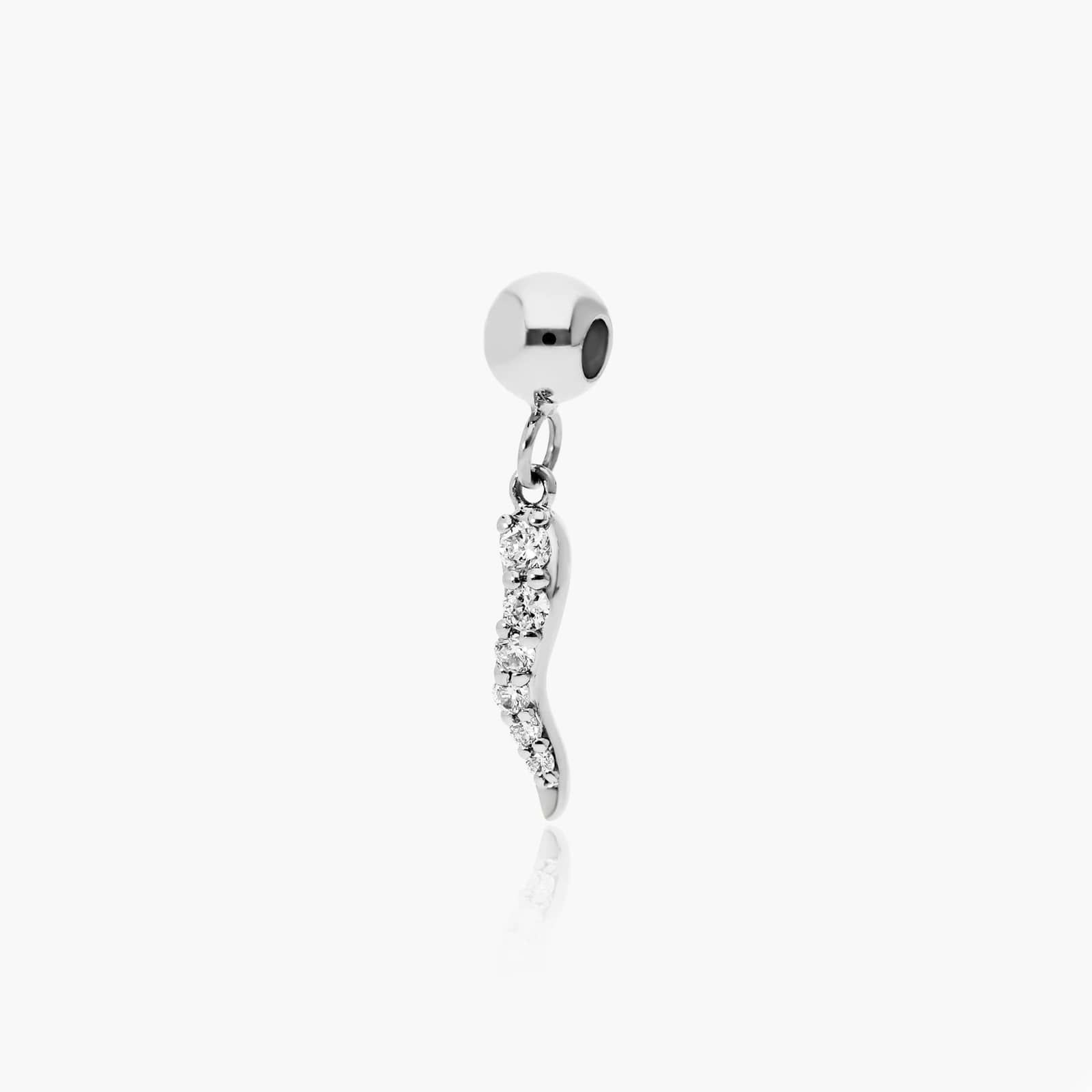 Cornicello Lab-Grown Diamond Charm In 14K White Gold
