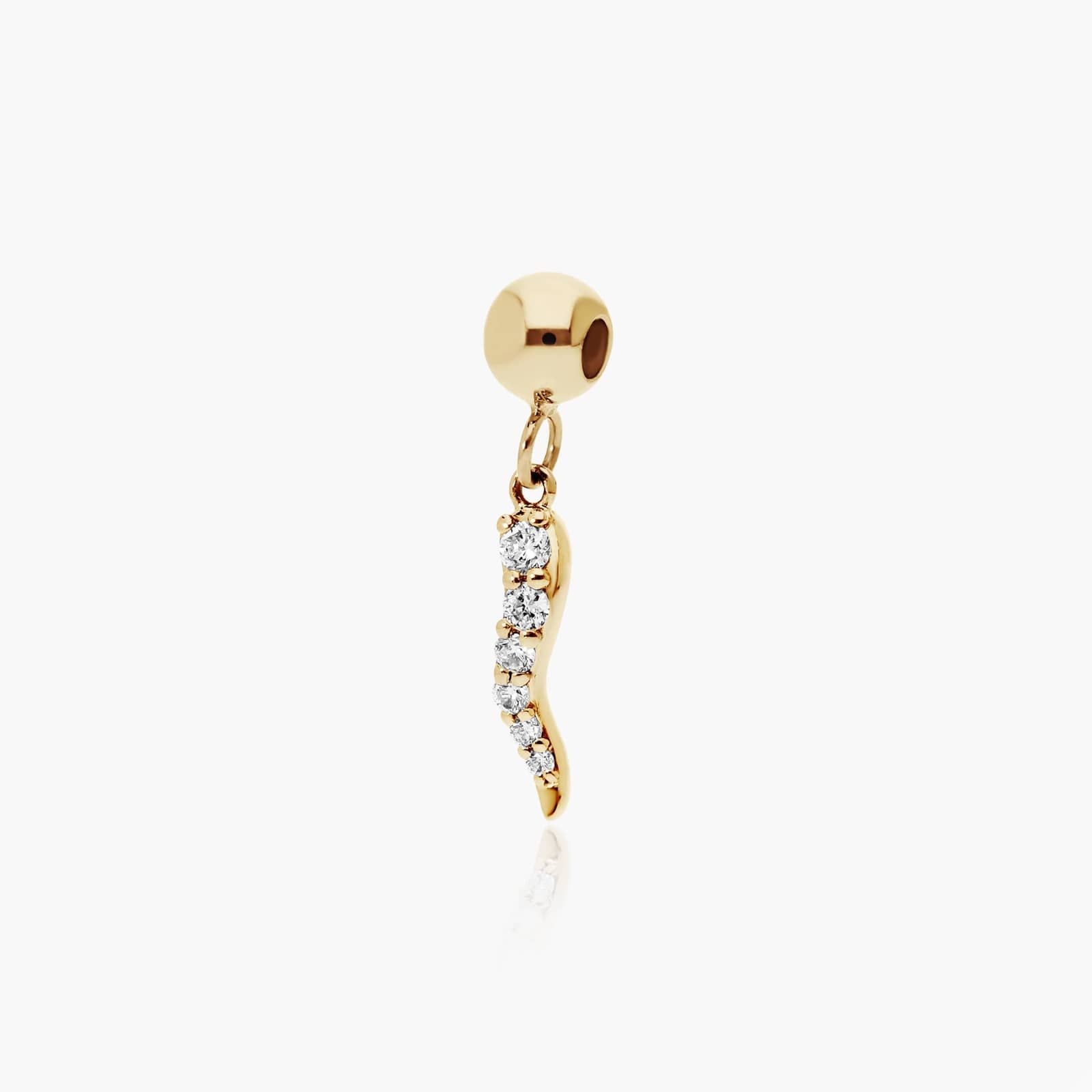 Cornicello Lab-Grown Diamond Charm In 14K Yellow Gold