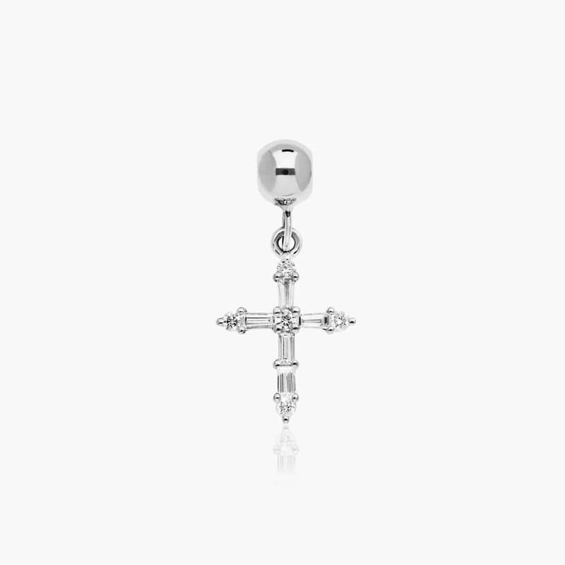 Cross Lab-Grown Diamond Charm In 14K White Gold