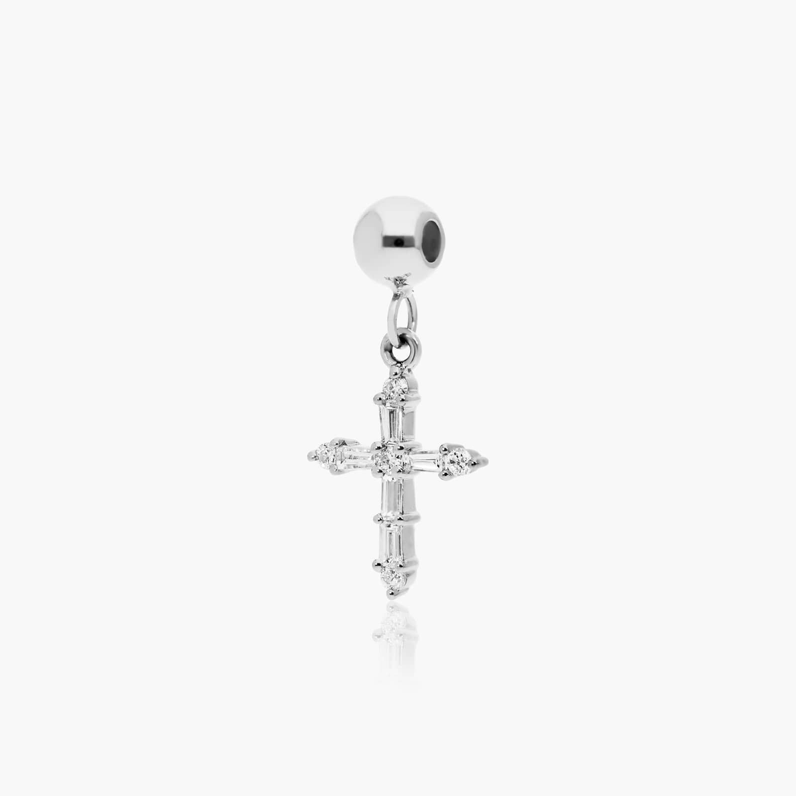 Cross Lab-Grown Diamond Charm In 14K White Gold