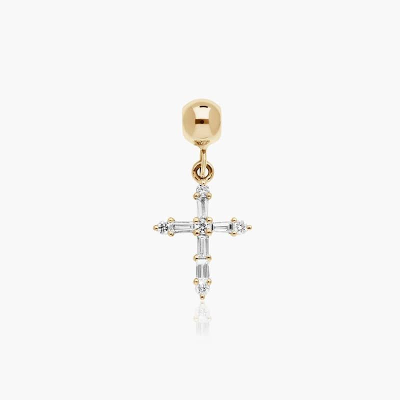 Cross Lab-Grown Diamond Charm In 14K Yellow Gold