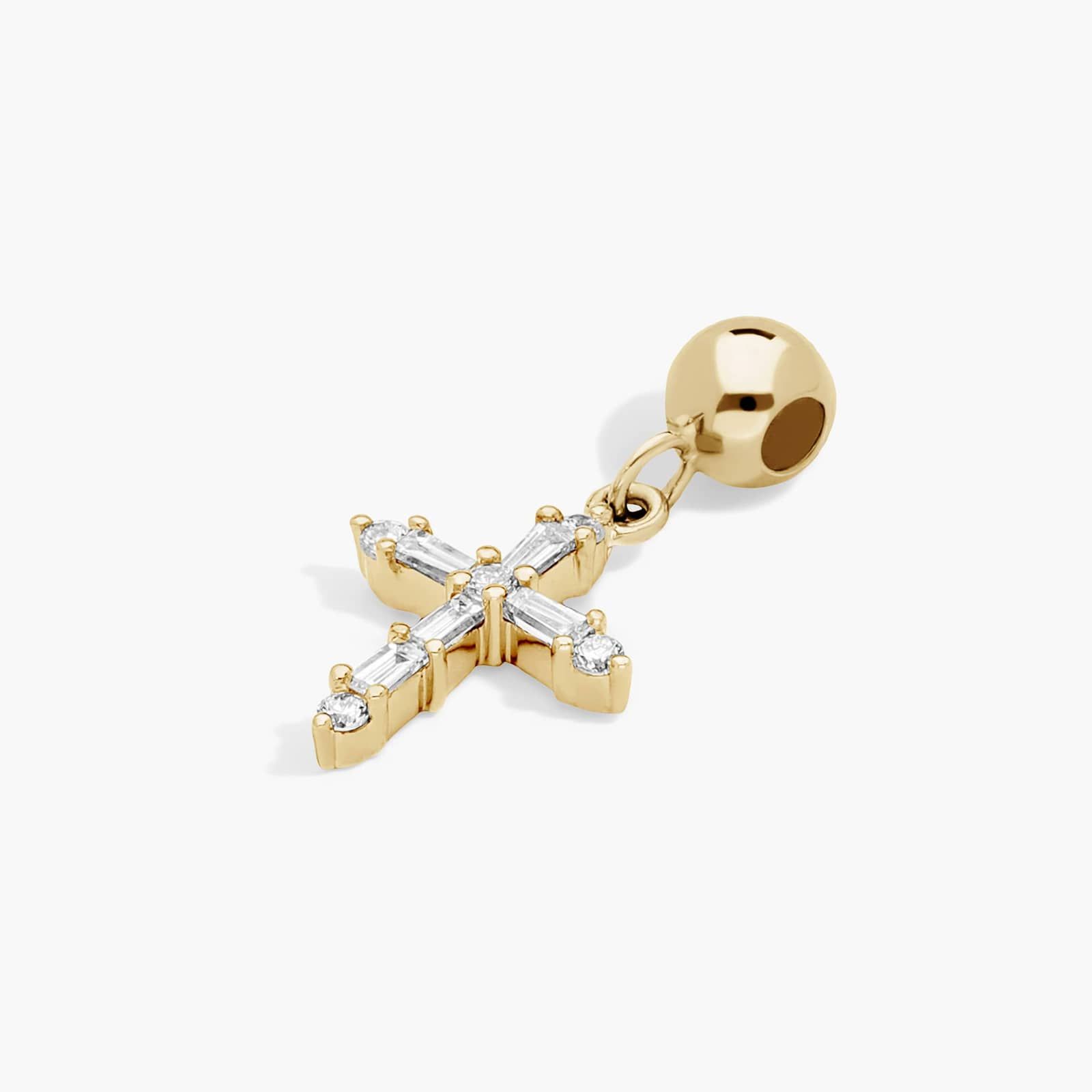 Cross Lab-Grown Diamond Charm In 14K Yellow Gold