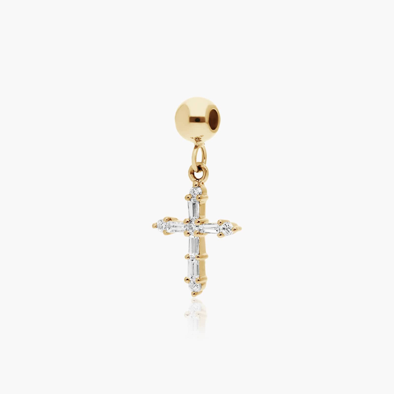 Cross Lab-Grown Diamond Charm In 14K Yellow Gold