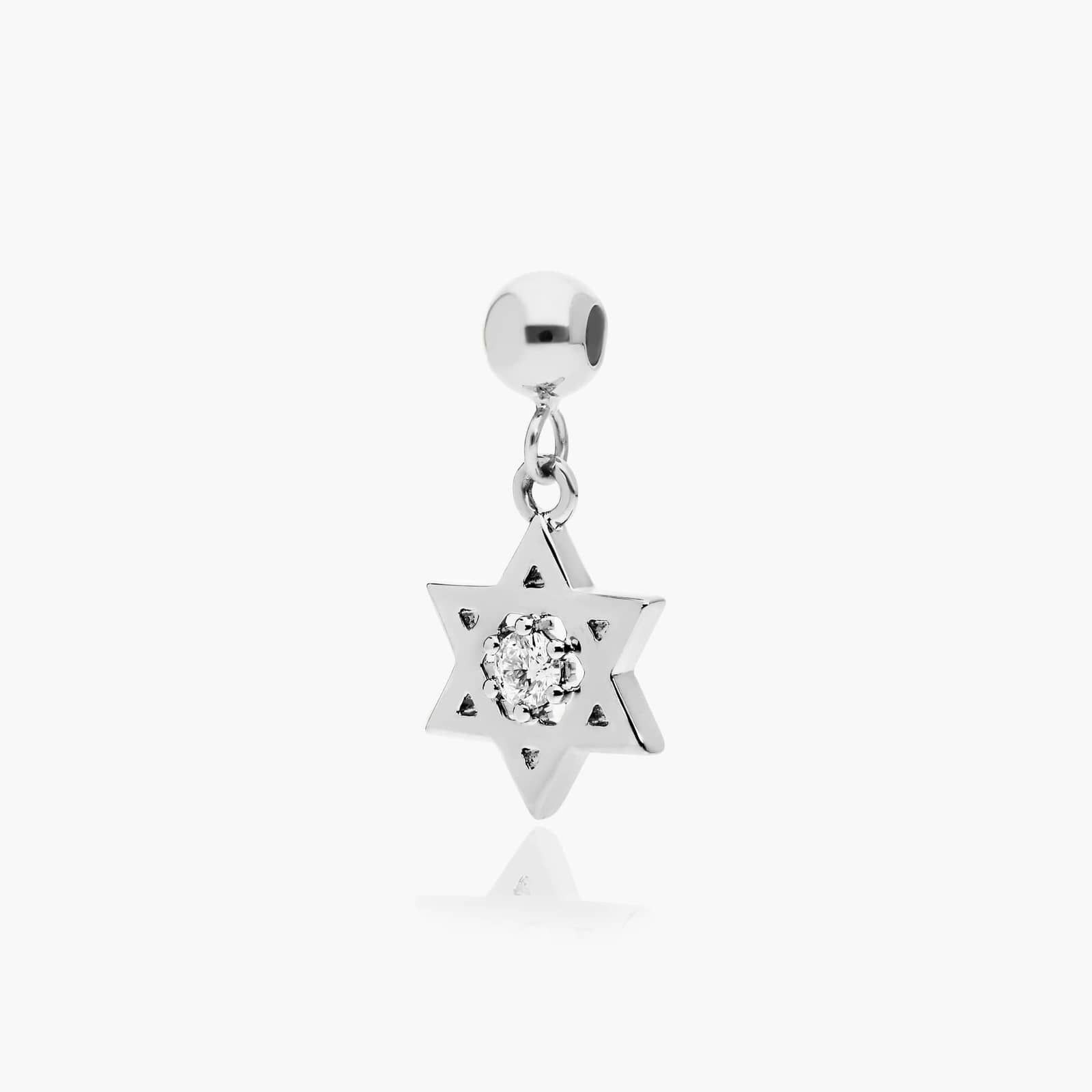 Star of David Lab-Grown Diamond Charm In 14K White Gold
