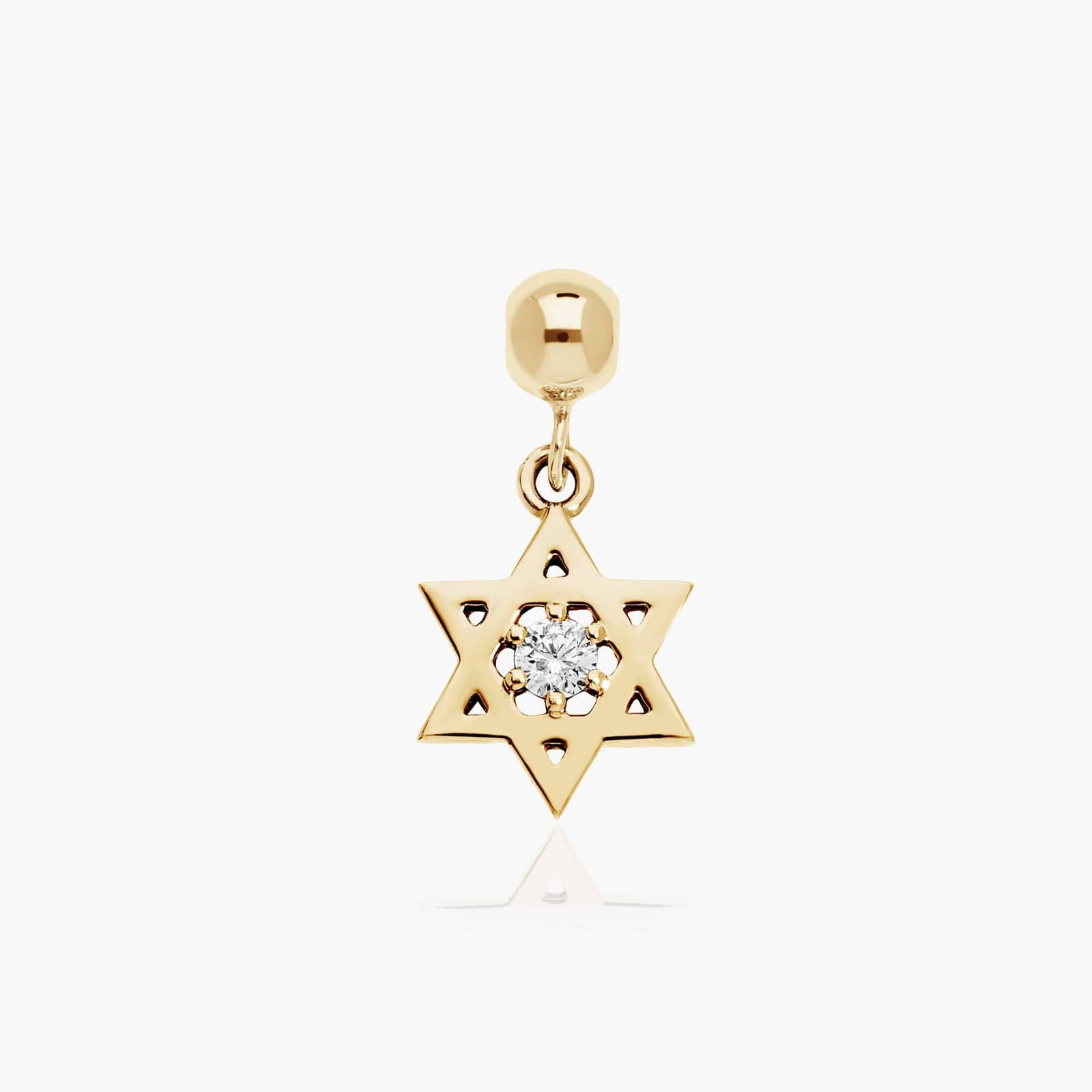 Star of David Lab-Grown Diamond Charm In 14K Yellow Gold