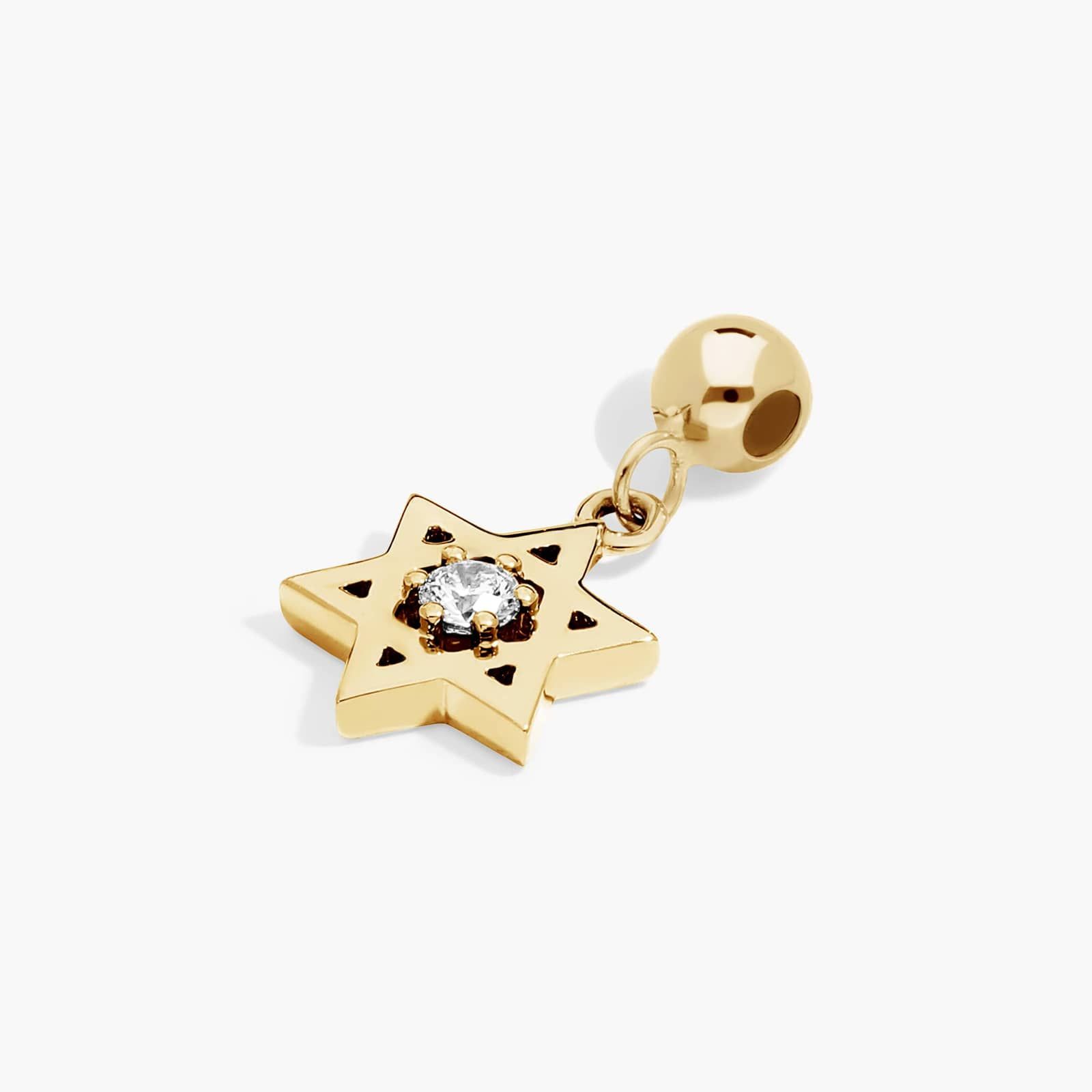 Star of David Lab-Grown Diamond Charm In 14K Yellow Gold