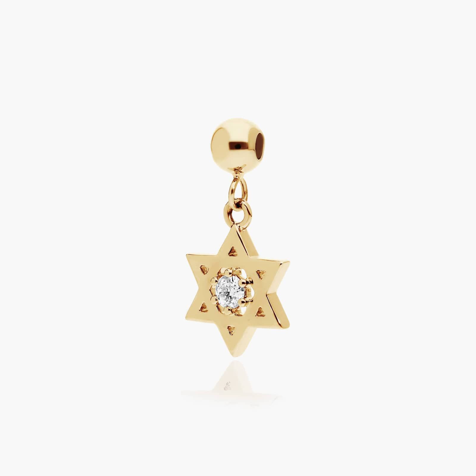 Star of David Lab-Grown Diamond Charm In 14K Yellow Gold