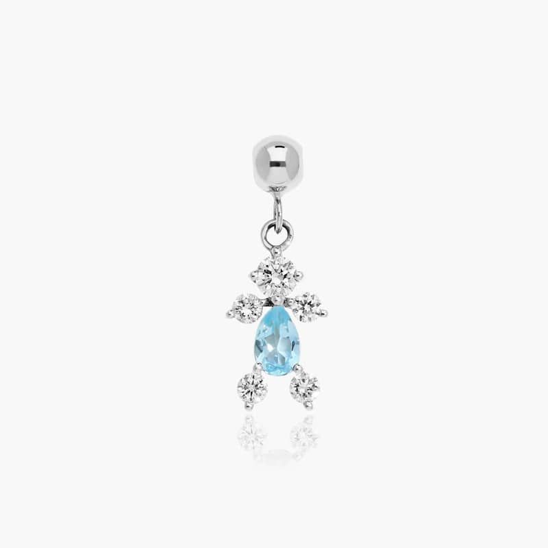 14K White Gold Lab Grown Diamond and Blue Topaz Boy Charm