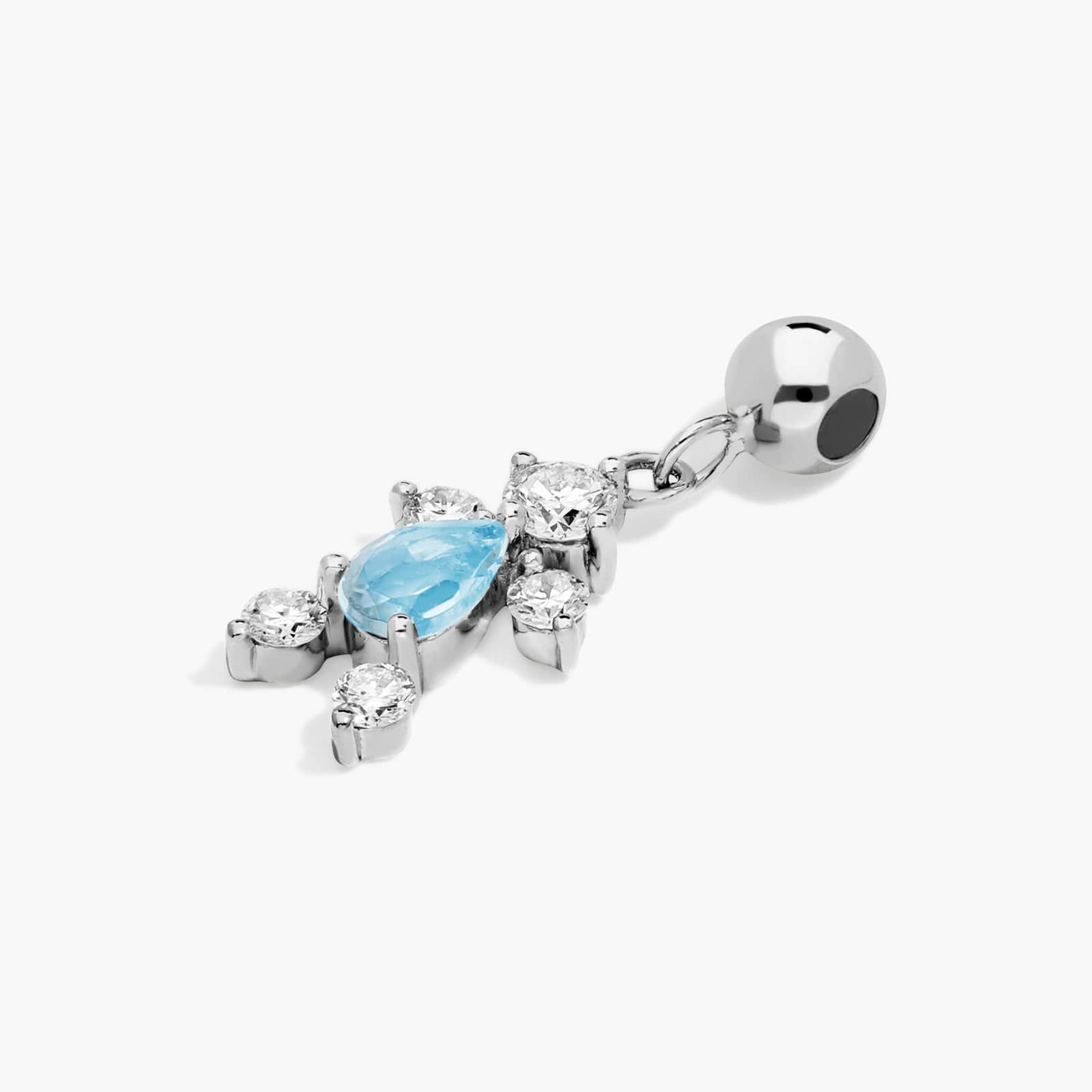 14K White Gold Lab Grown Diamond and Blue Topaz Boy Charm