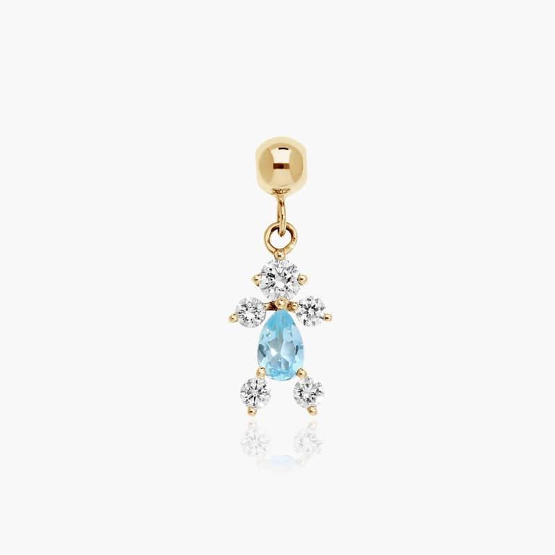 14K Yellow Gold Lab Grown Diamond and Blue Topaz Boy Charm