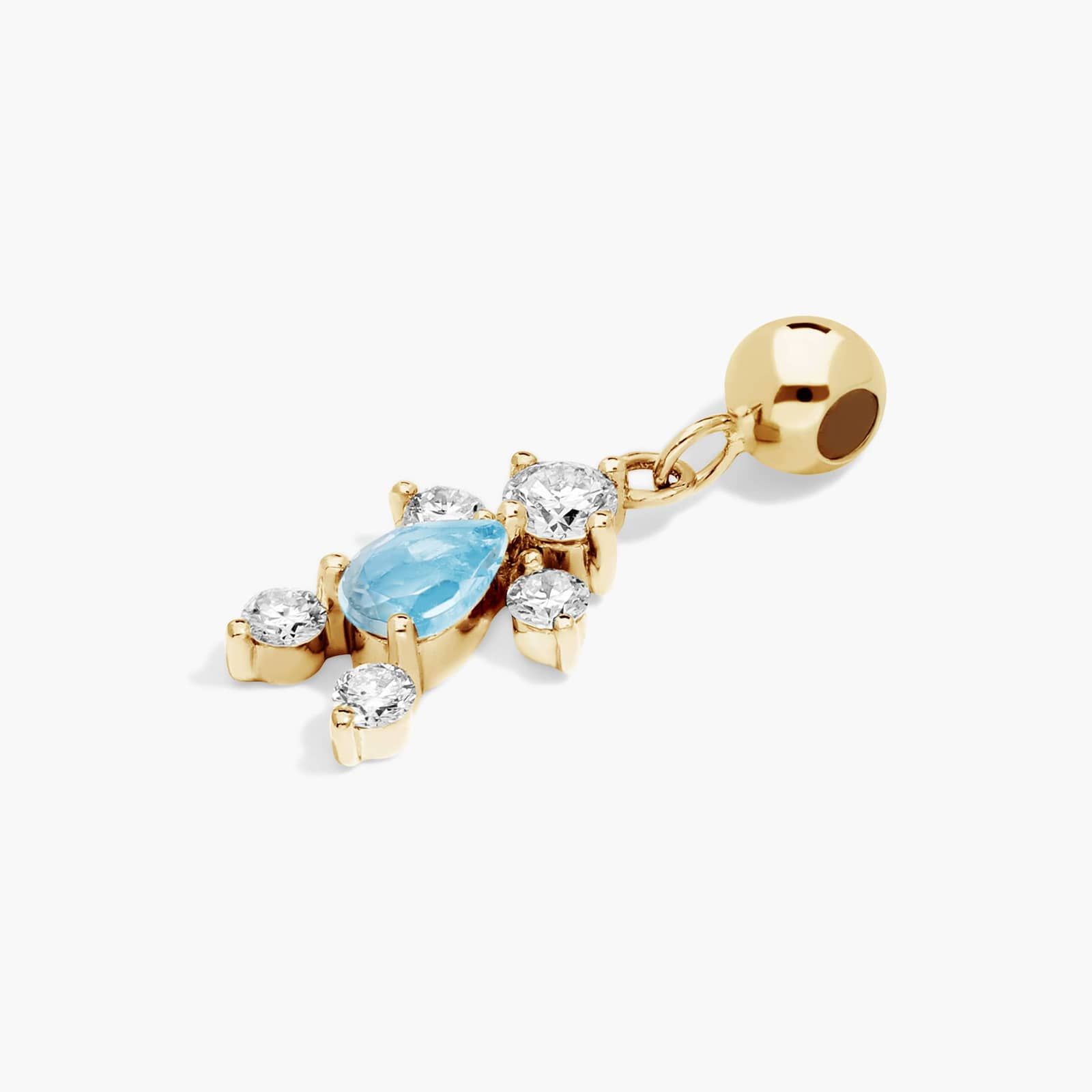 14K Yellow Gold Lab Grown Diamond and Blue Topaz Boy Charm