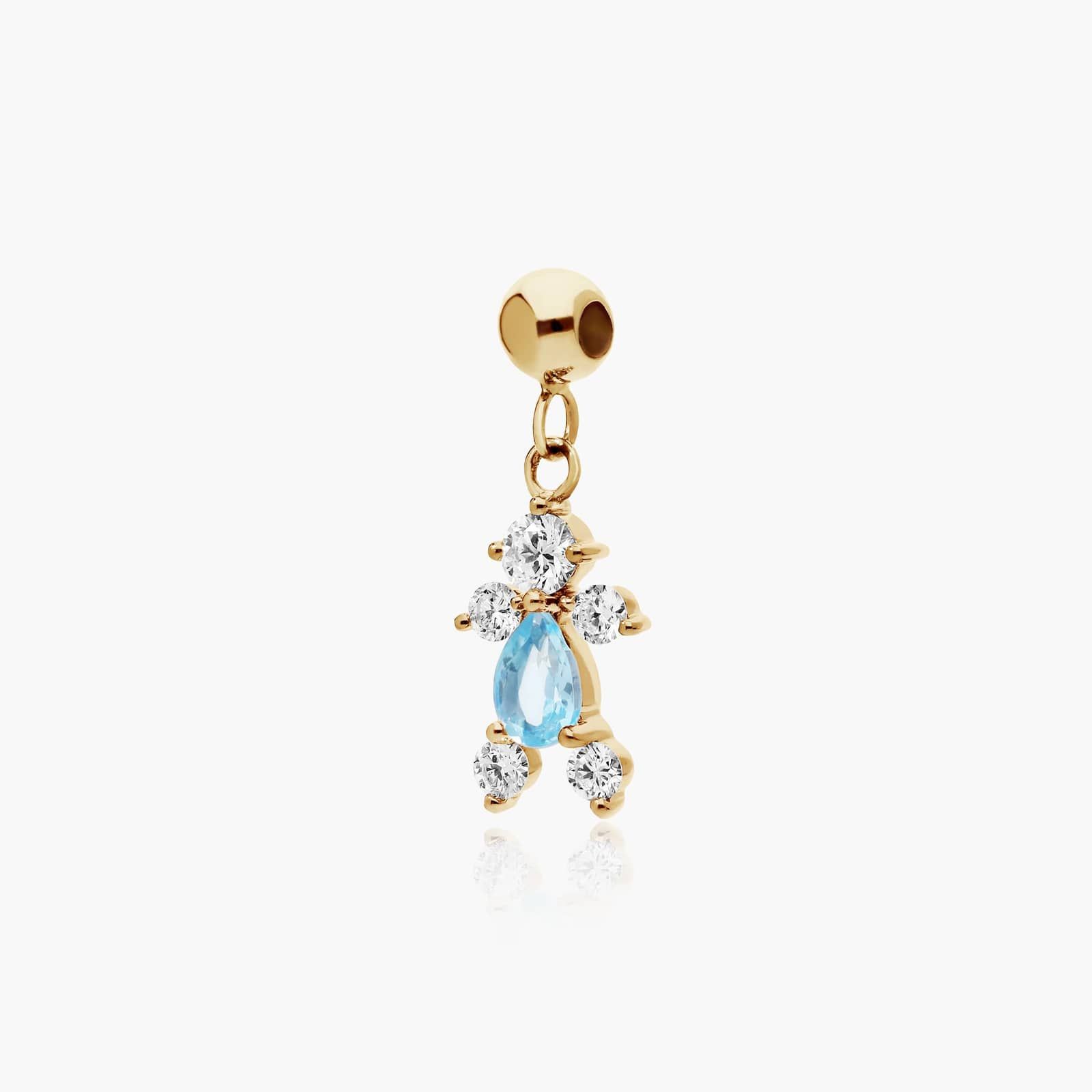 14K Yellow Gold Lab Grown Diamond and Blue Topaz Boy Charm