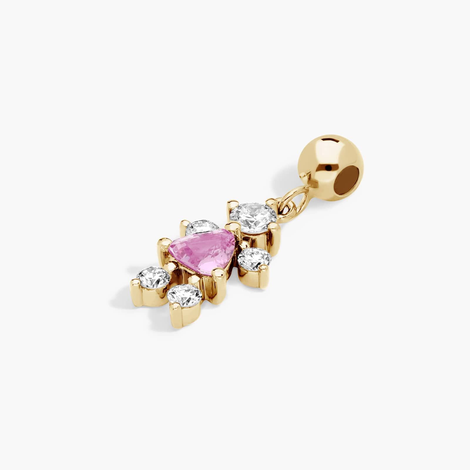 14K Yellow Gold Lab Grown Diamond and Pink Tourmaline Girl Charm