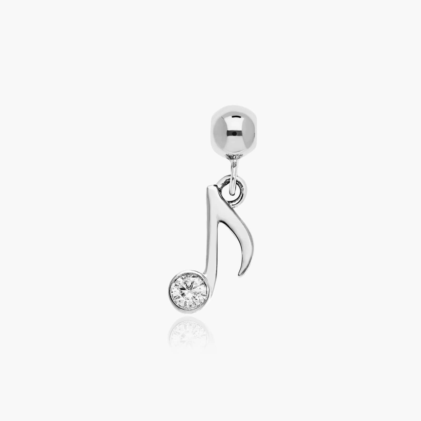 Music Note Lab-Grown Diamond Charm In 14K White Gold