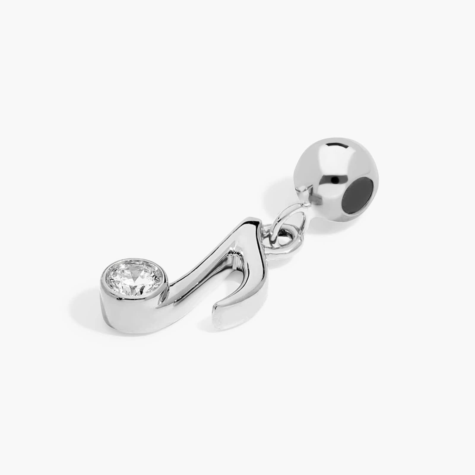 Music Note Lab-Grown Diamond Charm In 14K White Gold