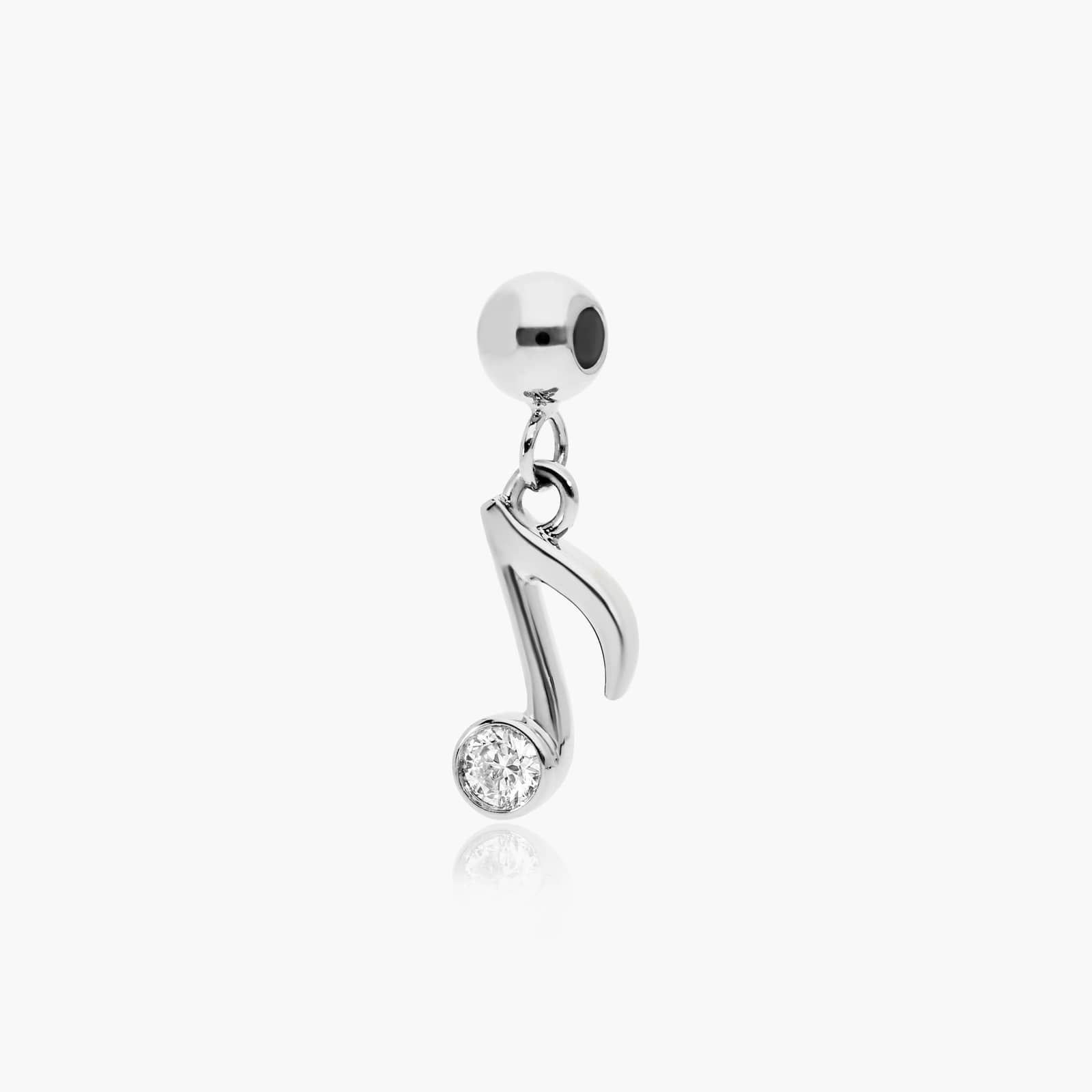 Music Note Lab-Grown Diamond Charm In 14K White Gold