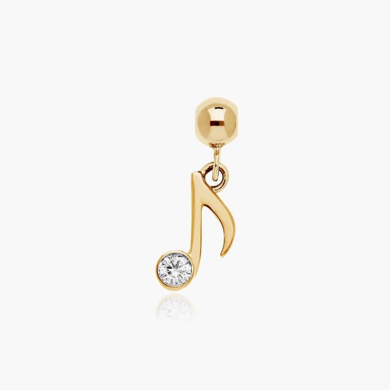 Music Note Lab-Grown Diamond Charm In 14K Yellow Gold