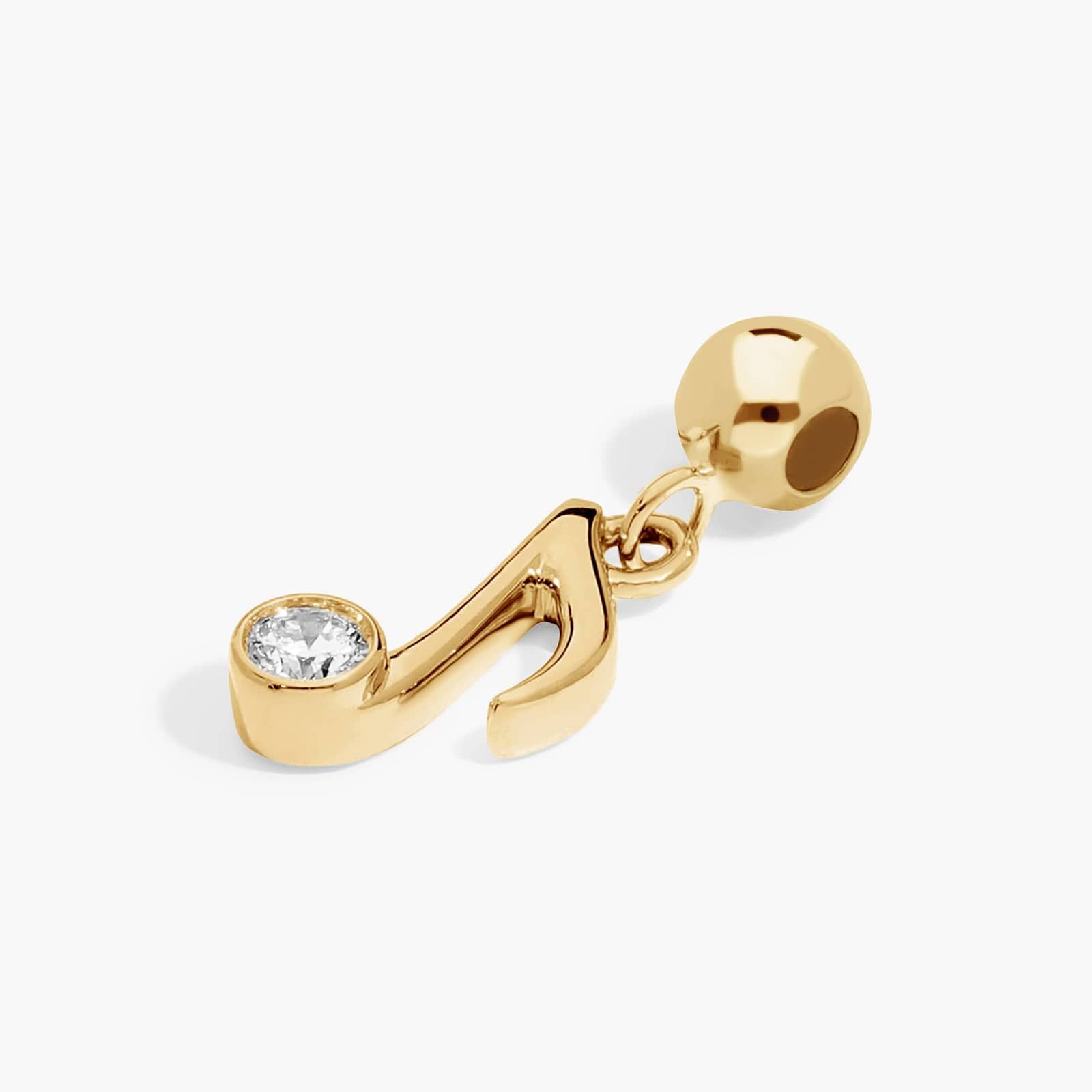 Music Note Lab-Grown Diamond Charm In 14K Yellow Gold