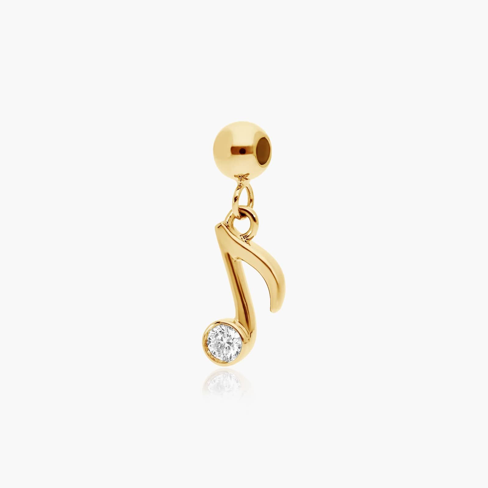 Music Note Lab-Grown Diamond Charm In 14K Yellow Gold