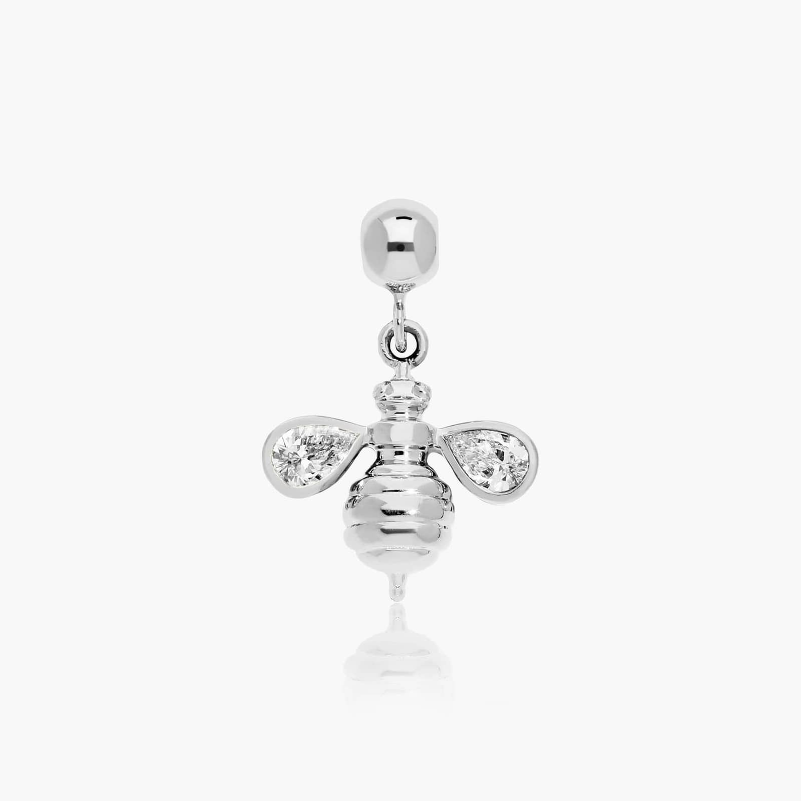 Bee Lab-Grown Diamond Charm In 14K White Gold