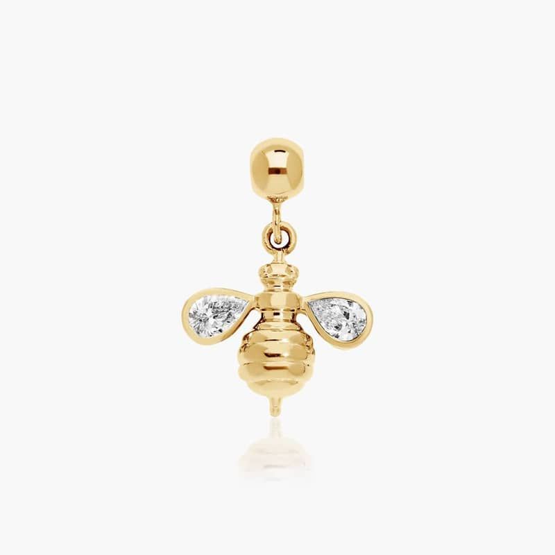 Bee Lab-Grown Diamond Charm In 14K Yellow Gold