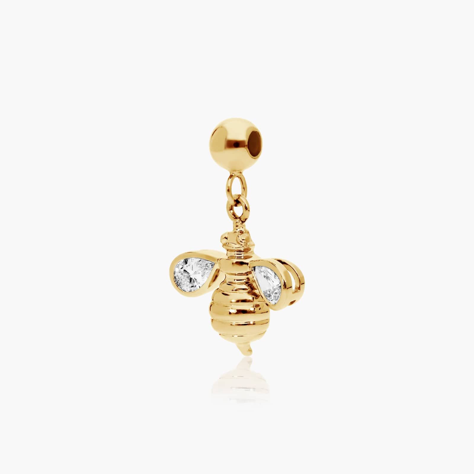 Bee Lab-Grown Diamond Charm In 14K Yellow Gold