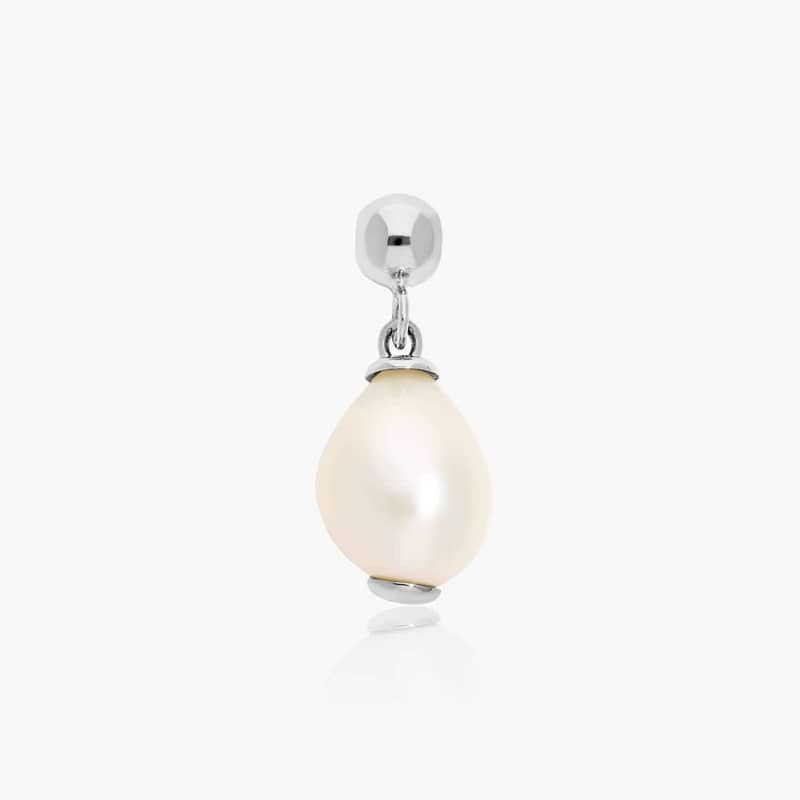 14K White Gold Baroque Pearl Charm