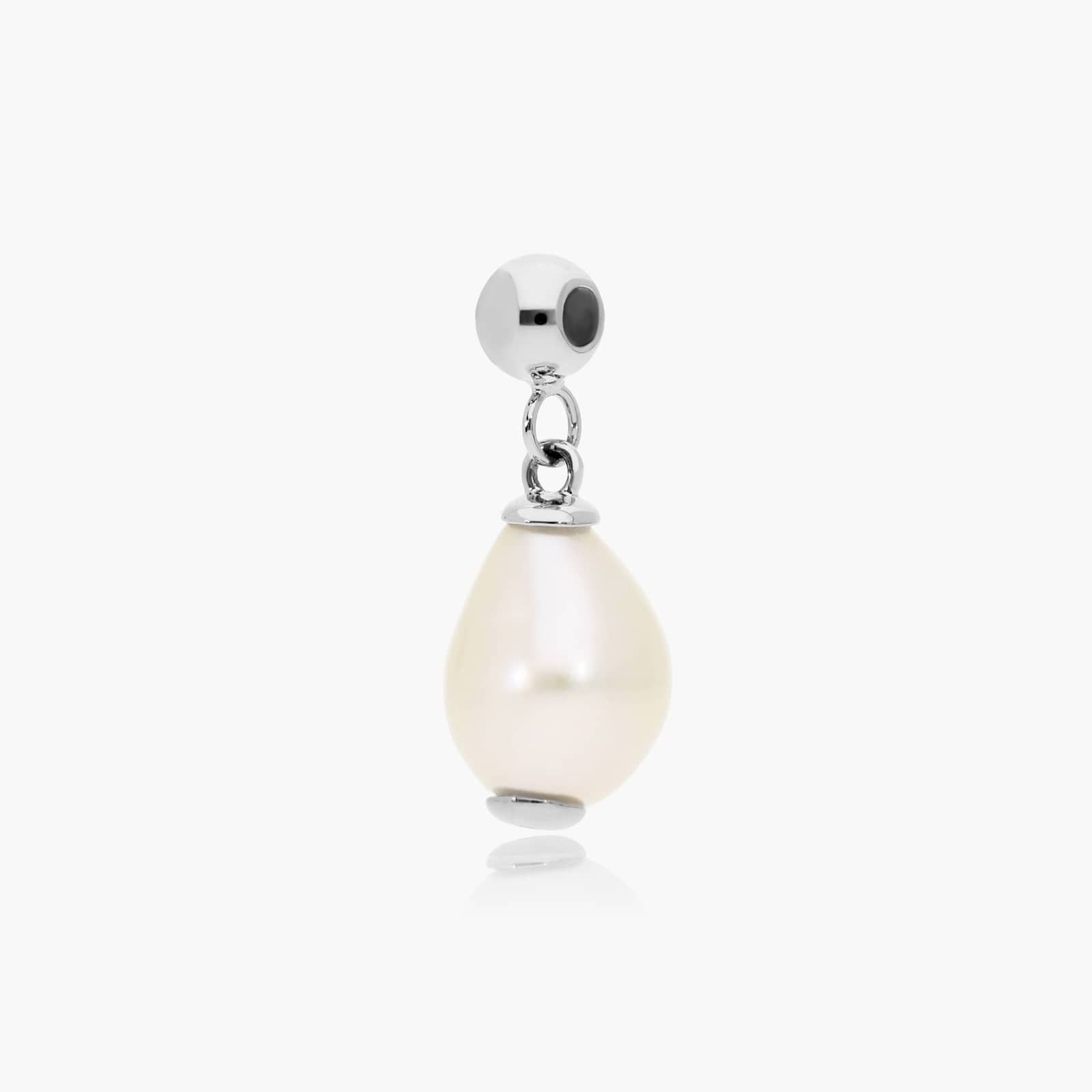 14K White Gold Baroque Pearl Charm